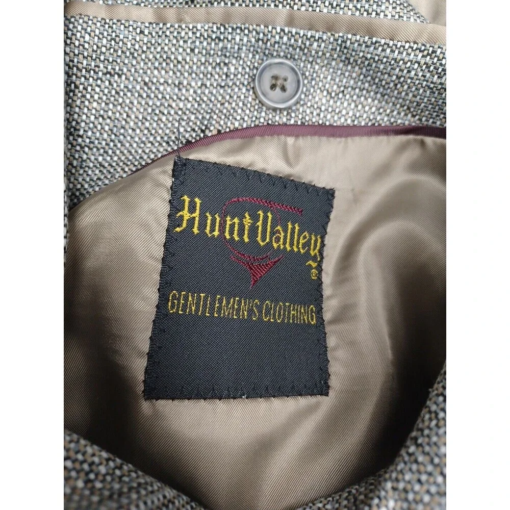 Hunt Valley Mens Blazer Jacket Gray 44R 100% Silk Tweed